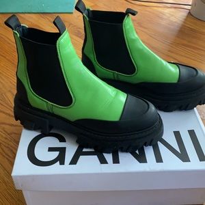 Ganni Neon Green Chelsea Boot sz 40